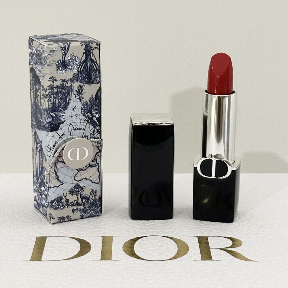 Dior Rouge Lipstick Red 999 Satin Finish With Case Around The World NIB